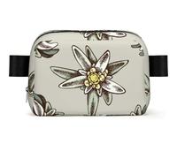 Seamless Pattern with H and Drawn Colored Edelweiss, Square Waist Bag Travel Bum Bag Casual Chest Bag Fanny Pack for Men Women