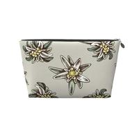 Seamless Pattern with H and Drawn Colored Edelweiss, Toiletry Pouch Makeup Bag Cosmetic Bag Portable Travel Toiletry Bag