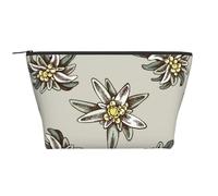 Seamless Pattern with H and Drawn Colored Edelweiss, Toiletry Pouch Makeup Bag Cosmetic Bag Portable Travel Toiletry Bag