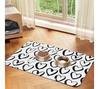Seamless Pattern With Hearts,Waterproof Pet Feeding Mat,PU Leather Placemats for Cat Dog Water Bowl,Food Mats,30x45cm