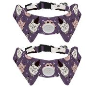 Seamless Pattern with Hipster Cute Cats Dog Collar Bowtie, Comfortable Adjustable Dog Bow Tie Collar for Small Boys and Girls Pets
