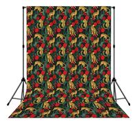 Seamless Pattern With Leopards And Roses, Photography Backdrop Photo Props 5x7FT Photo Background for Party Home Decoration