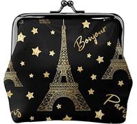Seamless Pattern with The Tower Women's Leather Coin Purse, Small Change Pouch with Kiss-Lock Clasp Closure Buckle Wallet for Girl Gift