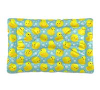 Seamless Pattern with Yellow Rubber Ducks Bubbles Dog Cat Bed Mat, Soft Crate Pad Mattress Cushion for Small Medium Pets, Anti Slip Sleeping Kennel Mat Washable & Dry 24x18 inch