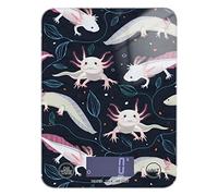 Seamless Pink White Swimming Axolotls, Blue Algae Leaves on Dark Tempered Glass Kitchen Scales, Digital Weight Grams and Oz Food Scales for Cooking Baking Meal Prep Home Weight Loss Health Diet