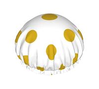 Seamless Polka Dot Pattern Golden Waterproof Shower Cap,Elastic Bathing Hair Cap Environmental Protection Hair Bath Caps, Double WaterproofBathing Shower Hat