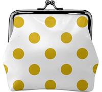 Seamless Polka Dot Pattern Golden Women's Leather Coin Purse, Small Change Pouch with Kiss-Lock Clasp Closure Buckle Wallet for Girl Gift