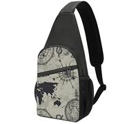 Seamless Retro Globe, Compass, World Map, Wind Rose Big Adventure Adjustable Fanny Waist Pack Pouch, Crossbody Durable Runners Bag Wallet for Sports Cycling Gym Hiking Fitness Women Men