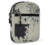 Seamless Retro Globe, Compass, World Map, Wind Rose Big Adventure Adjustable Fanny Waist Pack Pouch, Waterproof Crossbody Runners Bag Wallet for Gym Hiking Fitness Women Men 6.1 x 2.2 x 7.9 inch