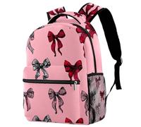 Seamless Ribbon Bows Pink Background Backpack Rucksack for Girls Boys Schoolbag for Elementary Middle Students