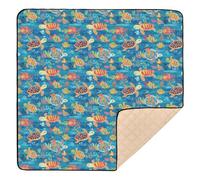 Seamless Sea Turtle Colorful Cute Foldable Baby Gym & Activity Mat for Floor 1-Piecing Baby Kick Crawling Mat for Babies Infants Toddlers, 50'' x 50''