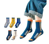 Seamless Socks Kids 5 Pairs Boys Girls Socks Contrast Color Sport School Novelty Funny Crew Children Toddler Socks Funny For Kids Daily School Socks Seamless Socks Kids for 3-16 (Dark Blue, 6-8 Years)