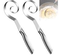 Seamless Stainless Steel Danish Dough Whisk, One-Piece Bread Mixing Tool for Sourdough Baking, Pizza Dough, Pastry & Cake Batter, Easy Clean, Dishwasher Safe (2pcs)