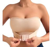 Seamless Strapless Bras for Women, Sexy Stretchy Non Slip Tube Bra, Invisible Bandeau Bra Front Buckle Women's Padded Wireless Bralettes for Everyday