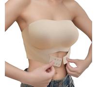 Seamless Strapless Bras for Women, Stretchy Non-Slip Tube Bra, Invisible Strapless Bandeau Bra Invisible Convertible Bralette Ladies Front Closure Full Coverage (UK, Alpha, S, Regular, Regular, White)