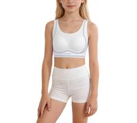 Seamless Supportive Training Bralettes for Teen Girls Growing Comfort Stretch Wireless Bras School Sports Daily Wear (White-1, 13-14 Years)