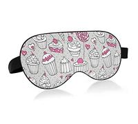 Seamless Sweets Cake Ice Cream Pink White Grey Eye Masks Cover Blocks Light Sleep Mask Shade Cover Blindfold Relaxing Eyeshade Cover with Adjustable Head Strap for Men Women Kids