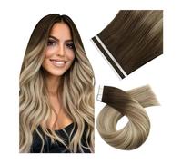 Seamless Tape in Hair Extensions, Tape in Hair Extensions Human Hair Adhesive Hair Extensions Dark Roots Balayage Color 3 8 22 Blonde Double Sided Tape Hair,Perfect for Natural Look,Full Shine,Long-L