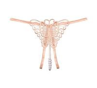 Seamless Thongs Fashion Women Sexy Underwear Cutout Pendant Pearl Beads Butterfly G String Thong Underpants Maxi Briefs For Women Briefs Womens High Waist (Beige, L)