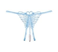 Seamless Thongs Fashion Women Sexy Underwear Cutout Pendant Pearl Beads Butterfly G String Thong Underpants Maxi Briefs For Women Briefs Womens High Waist (Blue, M)