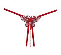 Seamless Thongs Women Sexy Embroidered Butterfly Beads Massage Thong Low Open Range Sequins Underpants Double Comfort Briefs Womens Briefs Plus Size (Red, One Size)
