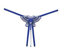Seamless Thongs Women Sexy Embroidered Butterfly Beads Massage Thong Low Open Range Sequins Underpants Double Comfort Briefs Womens Briefs Plus Size (Blue, One Size)