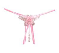 Seamless Thongs Women Sexy Embroidered Butterfly Beads Massage Thong Low Open Range Sequins Underpants Double Comfort Briefs Womens Briefs Plus Size (Pink, One Size)