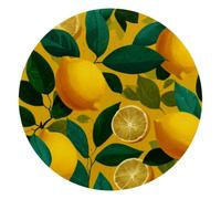 Seamless Tropical Citrus Lemon Fruits Round Mouse Pad, Mousepad with Non-Slip Rubber Base, Computer Gaming Pads for Wireless Mouse, Easy Gliding