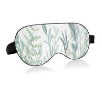 Seamless Turquoise Green Botanical Herbs on White Watercolor Floral Adjustable Sleep Mask Lightweight Blindfold with Fashion Patterns Elastic Hidden Strap Relaxing Light Block 9.45 x 3.9 inch