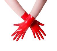 WILsem Seamless Unisex Black Red Short Latex Gloves Mittens Finger Wrist Length