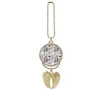 Seamless Vintage Atomic Retro mid Century 1950 Red Black Grey Style Custom Car Pendant, Exquisite Angel Wings Car Pendant, Zinc Alloy Car Pendant Chains for Men Women Gift Car Accessories Golden