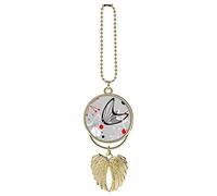 Seamless Vintage Atomic Retro mid Century 1950 Red Black Grey Style Custom Car Pendant, Exquisite Angel Wings Car Pendant, Zinc Alloy Car Pendant Chains for Men Women Gift Car Accessories Golden