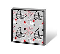 Seamless Vintage Atomic Retro mid Century 1950 Red Black Grey Style Square Badge Smooth Surface Lapel Tie Pin, Lightweight Badge for Women Men Office Worker Nurse Teacher Student Shirts Backpack