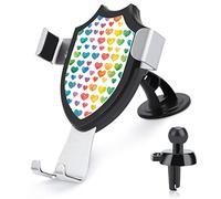 Seamless Watercolor Hearts Texture on White in Rainbow Colors Car Phone Mount Stand, Hands Free Cell Mobile Phone Holder, Non-Slip Ultra Stable Universal Fit Automobile Clamp Cradle