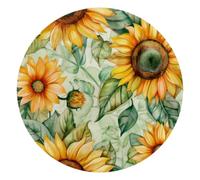 Seamless Watercolor Yellow Sunflowers Small Round Mouse Pad, Anti-Slip Rubber Computer Mousepad for Office Home Gaming Laptop, 10 x 10 Inch