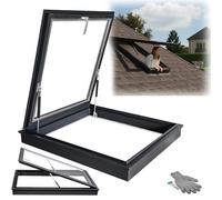 Seamless Waterproof Aluminum Skylight Window Premium Real Light Dome Replacement for Plastic Hoods Black Flat Roof Window with Raised Ring Mount (L75xW55cm)