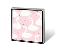 Seamless White Swan Princess with Crowns on Pink Pattern Square Badge Smooth Surface Lapel Tie Pin, Lightweight Badge for Women Men Office Worker Nurse Teacher Student Shirts Backpack