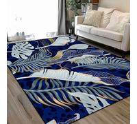 Seamless white tropical leaves gold elements blue Area Rugs Living Room Large 160x230 cm Washable Vintage Soft Rug Modern Non Slip Floor Carpet Mat for Bedroom Kitchen Dining Room
