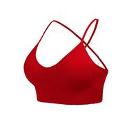 Seamless Wireless Bras For Women Cross Back Bralettes For Women Strap Crossed-Back Underwear Strappy Backless Lingerie Knitted Triangular Cup Bralette Push Up Support Crop Top Everyday Bra
