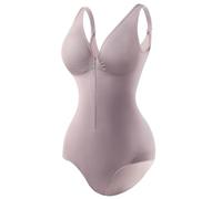 Seamless Women's Shapewear Bodysuit with Zipper, Deep V Neck Tummy Control Body Shaper, No Padding, Perfect for Going Out, Fl