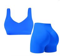 Seamless Workout Sets for Women 2 Piece Scoop Backless Sports Bras Hidden Scrunch Shorts Yoga Outfits Gym Tracksuit