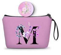 SEAMOON Birthday Maid of Honor Gifts for Women Her Mom Team Teacher Friend Bridesmaid Bride Personalized Makeup Cosmetic Bag with Mirror Valentines Mothers Day Christmas Graduation, Purple, M
