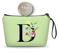 SEAMOON Birthday Maid of Honor Gifts for Women Her Mom Team Teacher Friend Bridesmaid Bride Personalized Makeup Cosmetic Bag with Mirror Valentines Mothers Day Christmas Graduation, Green, D