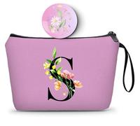SEAMOON Birthday Maid of Honor Gifts for Women Her Mom Team Teacher Friend Bridesmaid Bride Personalized Makeup Cosmetic Bag with Mirror Valentines Mothers Day Christmas Graduation, Purple, S