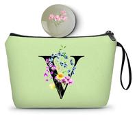 SEAMOON Birthday Maid of Honor Gifts for Women Her Mom Team Teacher Friend Bridesmaid Bride Personalized Makeup Cosmetic Bag with Mirror Valentines Mothers Day Christmas Graduation, Green, V