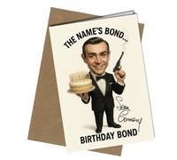 Sean Connery Birthday Card Reproduction Pre Printed - Funny Movie Caricature with Printed Autograph | Film Memorabilia, Humorous Birthday Gift for Movie Fans and Collectors no1985
