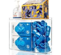 SEANADO Acrylic Glove Box & Mask Dispenser Holder - Wall Mounted or Countertop PPE Dispenser with Lid, Clear Plastic Storage for Disposable Gloves, Hair Nets & Shoe Covers