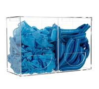 SEANADO Clear Acrylic Glove Dispenser - Wall Mounted or Freestanding PPE Organiser with Lid, Dual Compartment Hygiene Station for Disposable Gloves, Hairnets, Shoe Covers, and Plastic Bags
