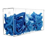 SEANADO Clear Acrylic Glove Dispenser with Lid- Wall Mounted or Freestanding PPE Holder with Lid, 3-Compartment Hygiene Station for Hairnets, Beard Nets, Shoe Covers, Plastic Bags, Disposable Gloves