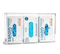 SEANADO Clear Acrylic Triple Glove Box Holder Wall-Mounted PPE Dispenser with Lid - 3 Compartment Hygiene Station for Disposable Gloves, Face Masks, Hairnets, Beard Covers, Plastic Bags & Shoe Covers